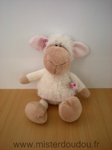 Doudou Mouton Nici Blanc rose papillon 