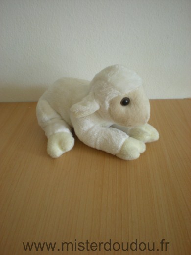 Doudou Mouton Nicotoy Blanc beige Sonore quand on appuie sur le ventre