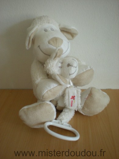 Doudou Mouton Nicotoy Blanc beige tenant bebe mouton blanc 