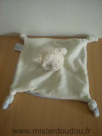 Doudou Mouton Pediatril Ecru bleu 