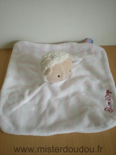 Doudou Mouton Sucre d orge Rose blanc rayures 