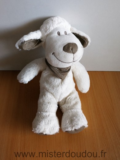 Doudou Mouton Tex Blanc foulard marron 