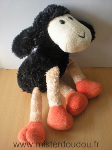 Doudou Mouton Trudi Noir beige orange 