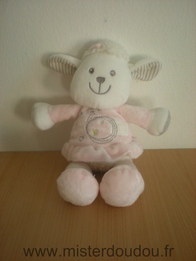 Doudou Mouton Vetir Robe rose etoiles 