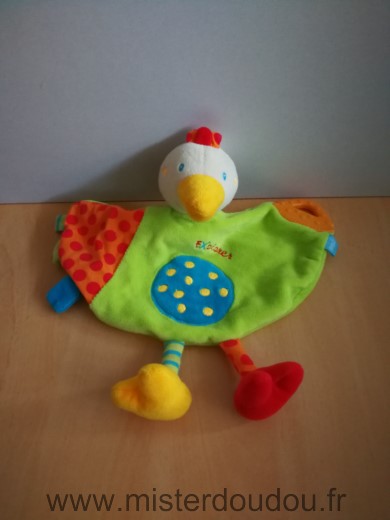 Doudou Oiseau Baby sun Vert orange bleu explorer 