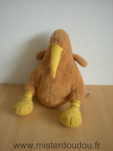 Doudou Oiseau Kiwi friends Beige long bec jaune 