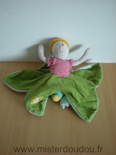 Doudou Oiseau Moulin roty Souris oiseau vert bleu reversible balthazar et valentine 