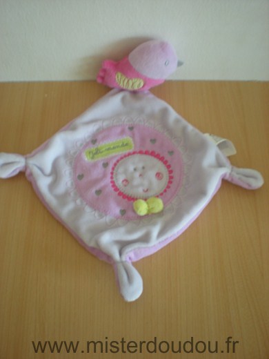 Doudou Oiseau Nicotoy Rose mauve joli monde 
