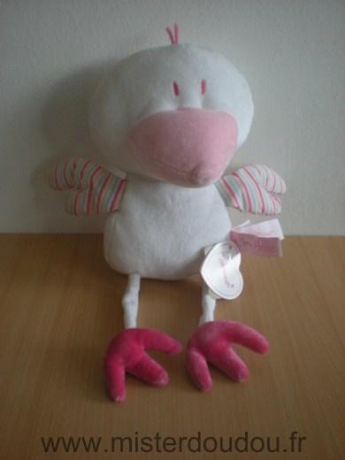 Doudou Oiseau Prémaman Blanc rose 