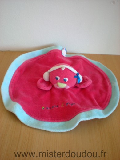 Doudou Oiseau Sucre d orge Rose fushia bleu 