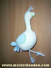 Doudou Oiseau Tex Jaune bleu pastels 