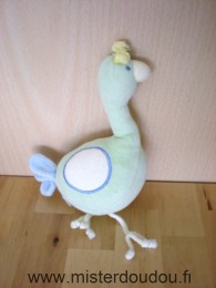 Doudou Oiseau Tex Vert écru bleu 