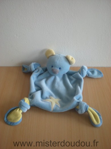 Doudou Ours 0 Bleu jaune étoile jaune 