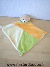 Doudou Ours 0 Orange jaune vert 