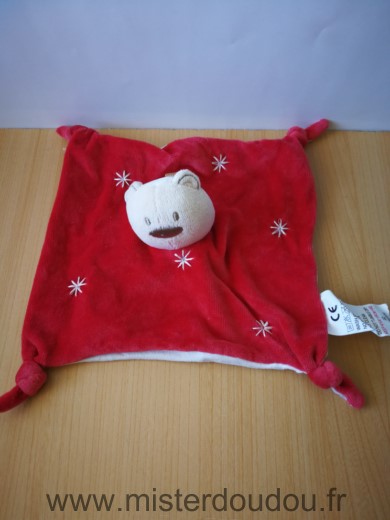 Doudou Ours Absorba Rouge blanc etoiles blanches 