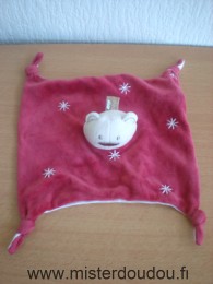 Doudou Ours Absorba Rouge étoiles blanches dessus, tissus blanc dessous 