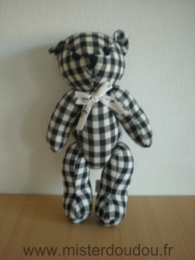 Doudou Ours Agnes b Vichy noir 