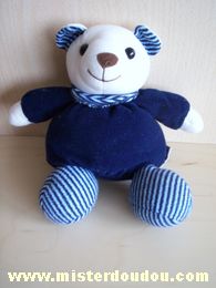 Doudou Ours Ajena Bleu marine blanc Quelques bouloches