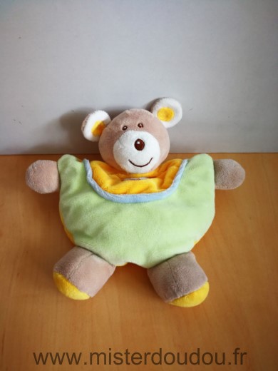 Doudou Ours Ajena Jaune vert 