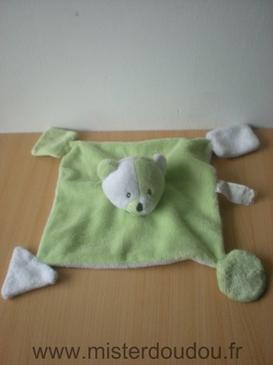 Doudou Ours Alphanova Vert blanc 