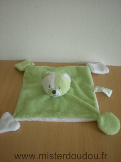 Doudou Ours Alphanova Vert blanc 