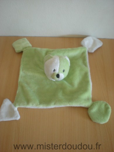 Doudou Ours Alphanova Vert blanc 