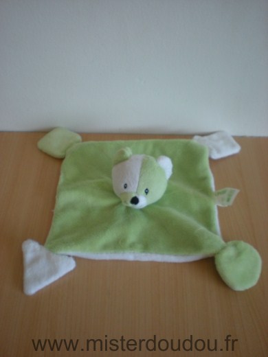 Doudou Ours Alphanova Vert, blanc 