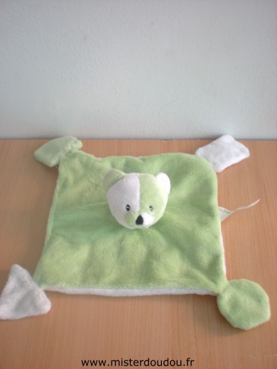 Doudou Ours Alphanova Vert blanc 