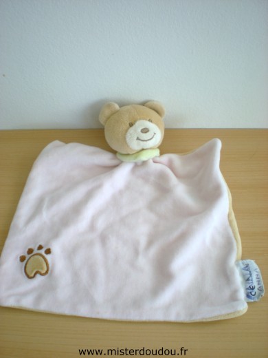 Doudou Ours Amtoys Rose dessus beige dessous 