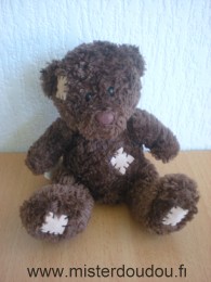 Doudou Ours Animal alley Marron pieces beiges 