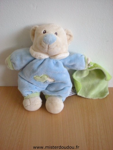 Doudou Ours Anna club plush Bleu mouchoir vert 