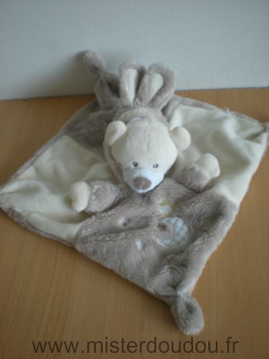 Doudou Ours Auchan Beige ecru deguise en lapin 