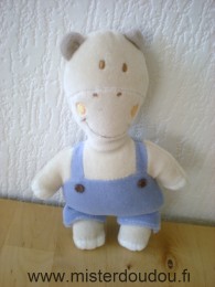 Doudou Ours Auchan Beige saloppette bleue 