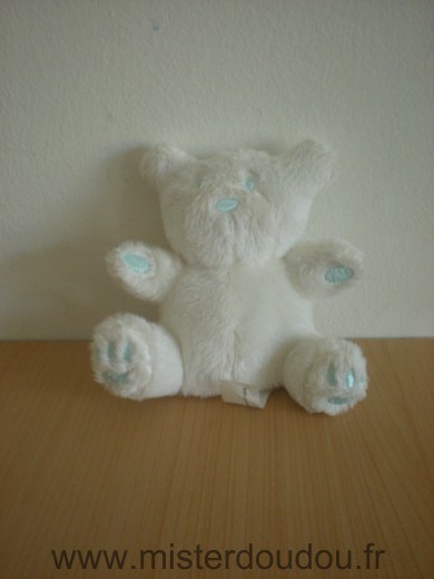 Doudou Ours Auchan Blanc bleu 