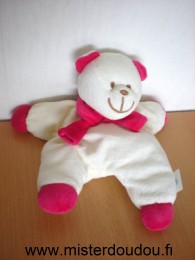 Doudou Ours Auchan Blanc rose 