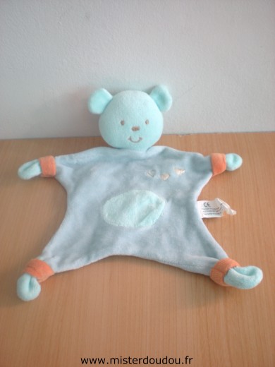 Doudou Ours Auchan Bleu mauve clair 