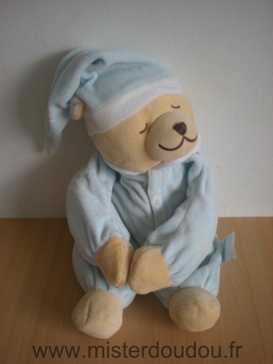 Doudou Ours Babiage Bleu Boite musicale dans le ventre