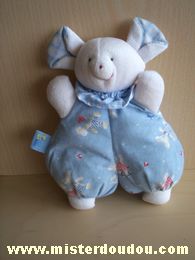 Doudou Ours Baby bear Blanc bleu à motifs Quelques bouloches