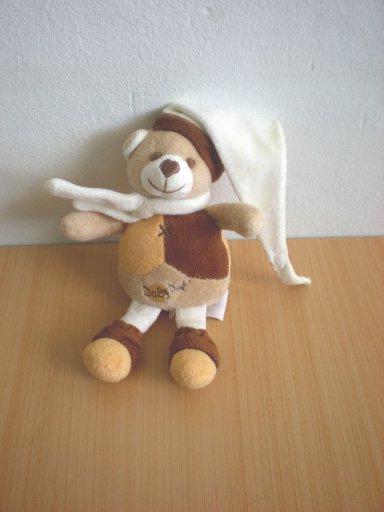 Doudou Ours Baby nat Beige marron orange Petit modèle