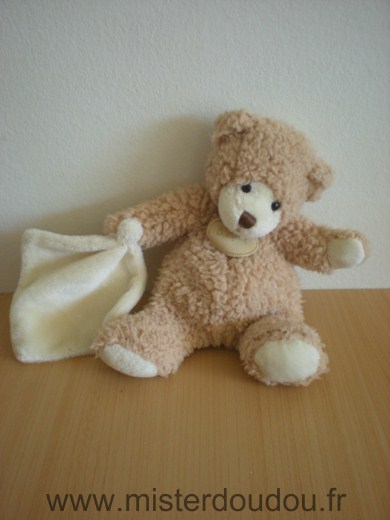 Doudou Ours Baby nat Beige mouchoir ecru 