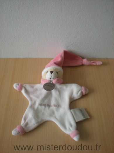 Doudou Ours Baby nat Blanc rose Mini doudou