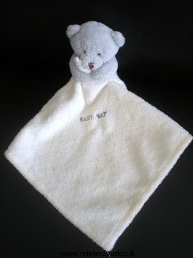 Doudou Ours Baby nat Gris mouchoir ecru baby nat' 