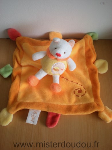 Doudou Ours Baby nat Jaune blanc orange 