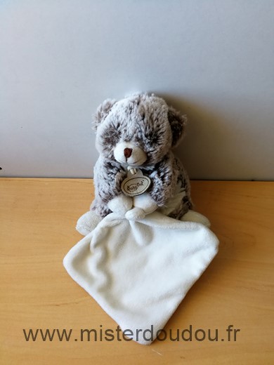 Doudou Ours Baby nat Marron chine blanc mouchoir blanc 