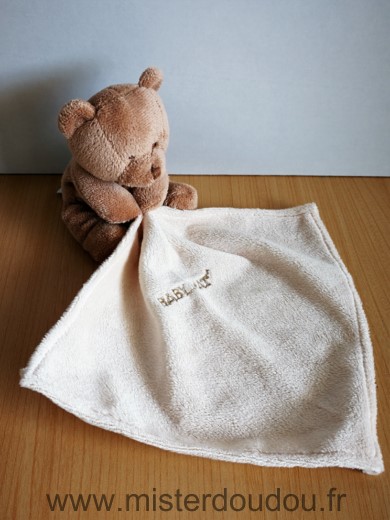 Doudou Ours Baby nat Marron mouchoir beige brose baby nat 