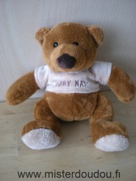 Doudou Ours Baby nat Marron tshirt beige brodé baby nat 