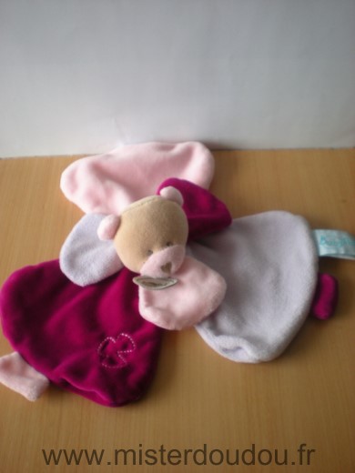 Doudou Ours Baby nat Mauve rose fushia 