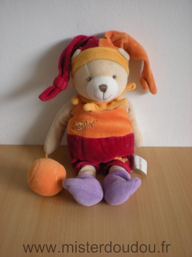 Doudou Ours Baby nat Orange rouge violet balle orange 