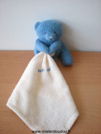 Doudou Ours Baby nat Ours bleu mouchoir ecru baby nat 
