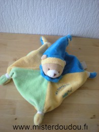 Doudou Ours Baby nat Ours les bonbons bleu jaune vert 5 noeud 